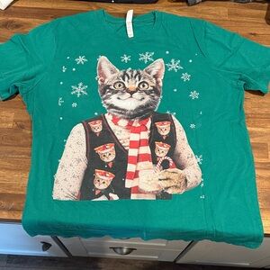 Bella Canvas Teal Cat Holiday T-Shirt